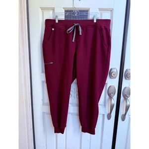 FIGS Zamora Jogger Scrub Pants Burgundy Technical Collection Size XXL/P Petite